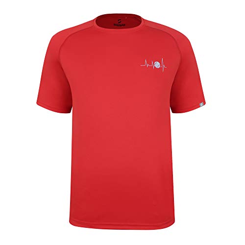 Savalino Men's Tennis T-Shirt Athletic Casual Workout Gym Training L Red #TOP24