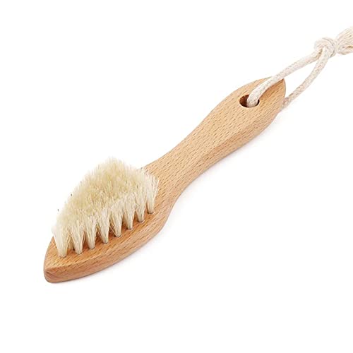Plumeau Poussiere Brosse de brillance de chaussures avec poignée en bois poils doux chaussures en cuir pinceau polissage brosse outil de nettoyage Attrape Poussiere Cover