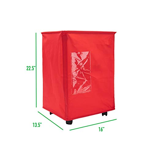 Mind Reader 65 Liter Rolling Laundry Hamper, Fabric Laundry Basket, Dirty Clothes Storage, Bathroom, Bedroom, Closet, Laundry Room, Red #TOP2