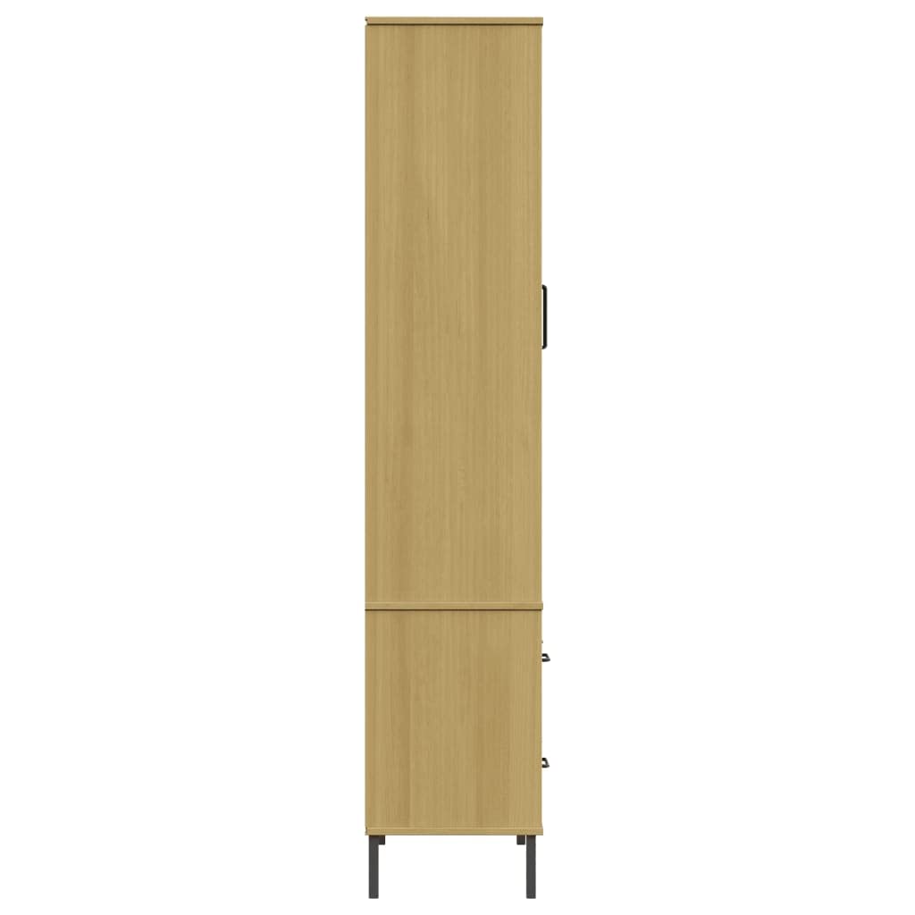 Libreria Oslo con gambe in metallo, marrone, 85 x 35 x 172,5 cm, in legno massiccio, per libri, riviste e documenti, divisorio rustico per soggiorno, studio, cameretta dei bambini
