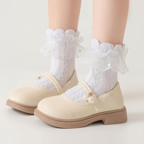 Comfortable And Trendy Girls Ankle Socks Elegant Double Layer Lace Decoration For Ages 1-10+ Years Kids Daily Wear Birthday O4