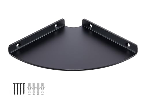 YUjieSTC 6 Inch Corner Shelf - Heavy Duty 3.0mm Aluminum Alloy Wall Mounted Floating Shelf for Bathroom, Kitchen, Living Room, Office, Bedroom & Dorm - Black