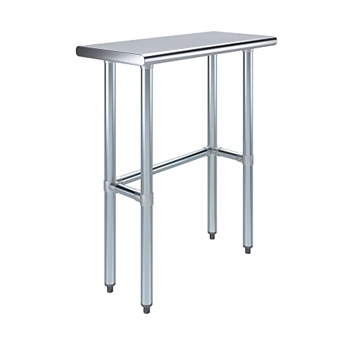 Image of AmGood Stainless Steel Work Table Open Base | Metal Work Bench (Stainless Steel Table Open Base, 30 inch Long x 14 inch Deep)