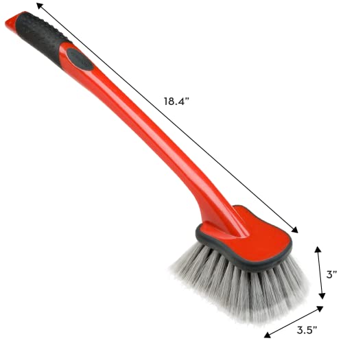 Mothers Car Wash Brush, Wheel And Fender Brush, Long Handle Tire Cleaner For Car Detailing, 18 Inch, Red/Black #TOP5