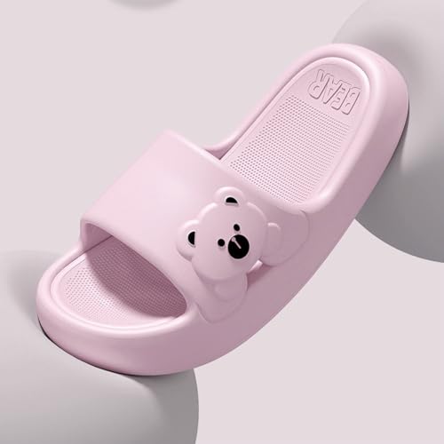Cute Bear Shower Slippers Comfy Cartoon Thick Sole Non Slip Outdoor Indoor Shoes Quick Drying Pool Home Slides Sandals3