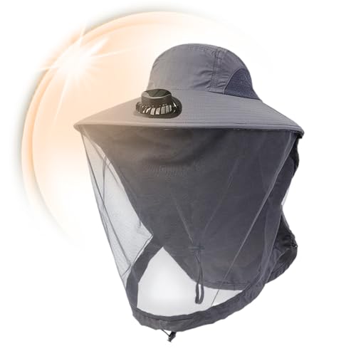 Casquette avec ventilateur solaire et large bord anti-UV pour rando