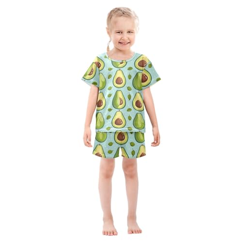 ALAZA Avocado Leaves Fruit Pajamas Short Sleeve 2 Piece Sleepwear Top and Bottom Pajama Set Unisex3