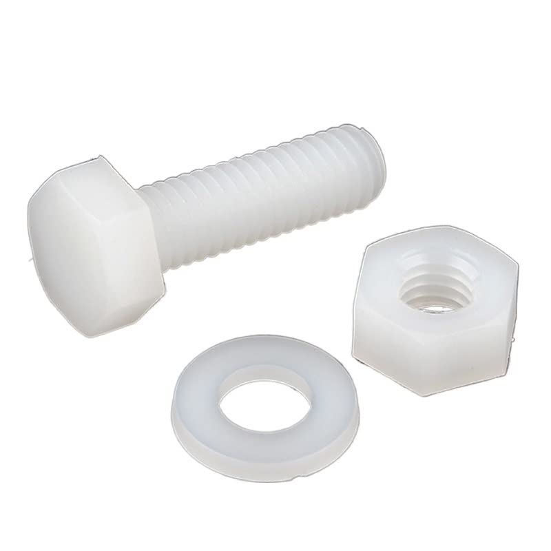 Bulloni Testa Esagonale M5 In Nylon 66 – Kit 30 Pezzi Con Dadi E Rondelle – Made In Germany