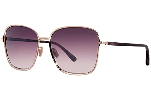 Tom Ford FERN FT 1029 シャイニーローズゴールド/ピンクシェード 57/17/140 ユニ サングラス、シャイニーローズゴールド/ローズハバナ/ゴールドロゴ, シャイニーローズゴールド/ローズハバナ/ゴールドロゴ。