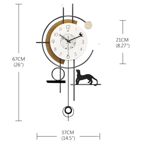 Reloj de pared digital moderno silencioso con péndulo 26x14.5 miniatura 2