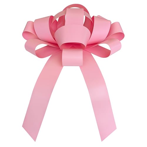 Image of CarBowz Big Car Bow for Decorations and Birthday Gifts, Large Ribbon, Magnet, Safe Sticker Included, Fully Assembled 30 inch Wide Huge Bow, No Suction Cup Needed (Pink)
