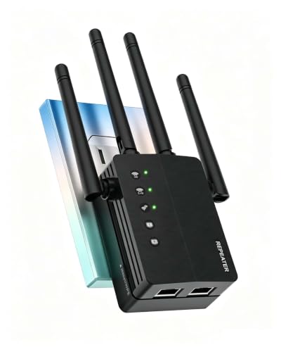 Image of 1200Mbps WiFi Extender, Long Range WiFi Booster up to 12880 Sq Ft | Internet Extender WiFi Booster Easy Setup, Supports 105 Devices, Dual Band WiFi Extenders Signal Booster for Home