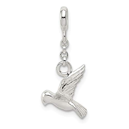 925 Sterling Silver Polished Bird 1/2inch Dangle Enhancer Charm Pendant Necklace Jewelry Gifts for Women