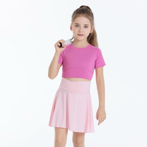 Image of Girls' 2-in-1 Flowy Butterfly Shorts with Pockets - Athletic Dance & Running Shorts for Ages 5-13