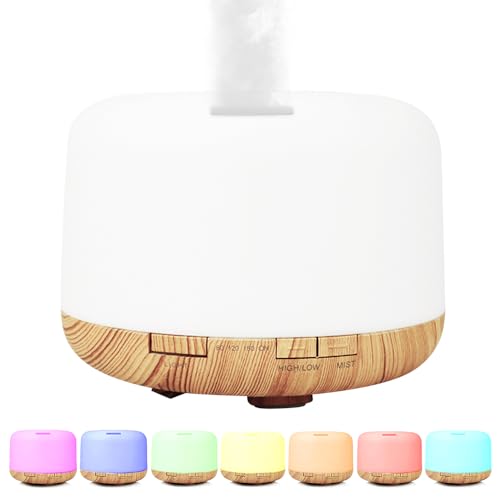 500ml Premium Essential Oil Diffuser,Quiet 4-in-1 Ultrasonic Aromatherapy Humidifier,7 Color LED...