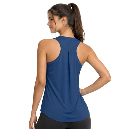 Womens Workout Tops Racerback Athletic Tank Top, Lightweight Relaxed Fit Workout Shirts Women, Soft Gym Tops for Women for Running, Yoga Shirts and Yoga Training Royal