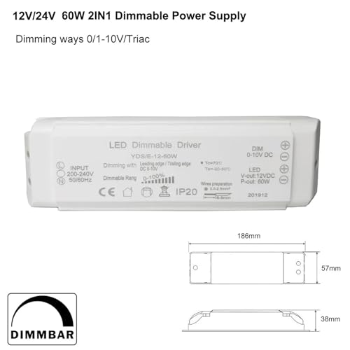 Alimentation LED dimmable 12V 60W transformateur tension constante 0-10V