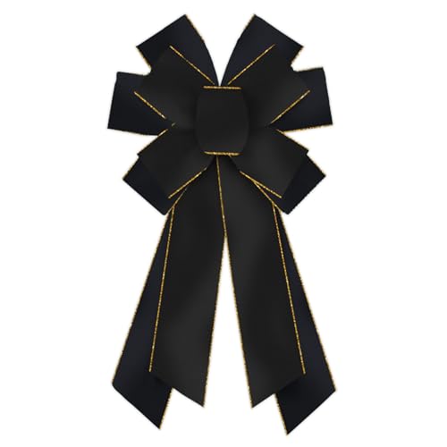 On-Airstore Large Velvet Bows - Black Ribbon Event Decor for Wreaths, Halloween, Christmas, Indoor/Outdoor
