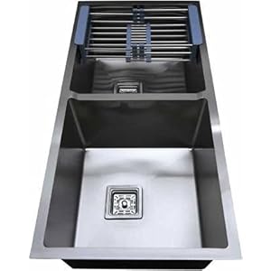 Happy Homes (45x20 x10)"-Inch Luxury 304 Grade Stainless Steel Double Bowl Kitchen Sink (Silver) (Polished Finish)