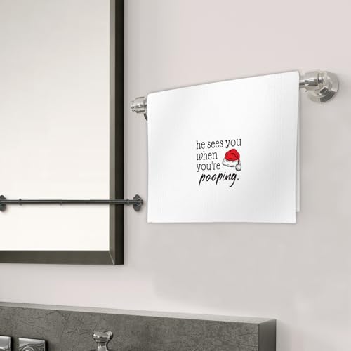 Funny-Bathroom-Christmas-Hand-Towels-Christmas-Xmas-Decor-Hand-Towels-Funny-He-Sees-You-When-Youre-Decorative-Hand-Towels-for-Bathroom-Funny-Christmas-Xmas-Bathroom-Decor16x24-Inch Funny Bathroom Christmas Hand Towels Christmas Xmas Decor Hand Towels Funny He Sees You When Youre Decorative Hand Towels for Bathroom Funny Christmas Xmas Bathroom Decor16x24 Inch
