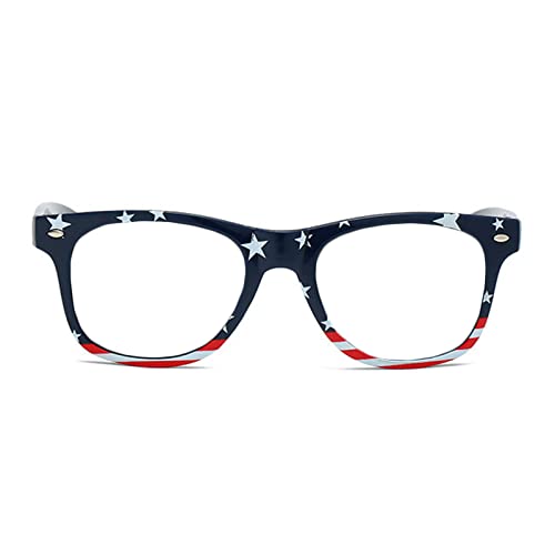 Image of helena America Glasses - American Flag Retro Square Blue Light Blocking Reading Glasses