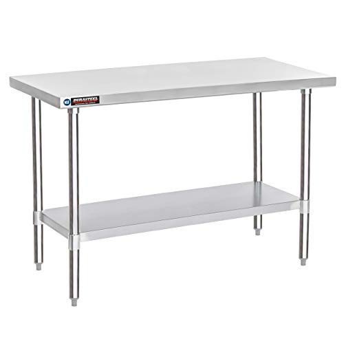 Image of DuraSteel 30x60 Stainless Steel Work Table - NSF Commercial Prep Metal Table - Outdoor Pizza Oven Stand w /Under Shelf - Kitchen Island Laundry Utility Garage Microwave Stand Large Rolling Storage Cart