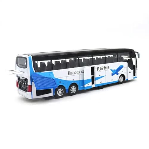 Image of DEOXY Big Airport Shuttle Double Decker Toys for Kids Diecast Metal Alloy Light & Music Open Door Collection Bus Toys for Boy Kids