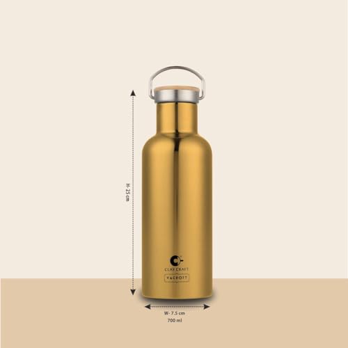 Image of CLAY CRAFT VACBOTT Melissa Double Walled|18 Hours Hot and 24 Hours Cold Water Bottle Vacuum Insulated Flask Bottle|1 Pcs, 700ml Bottle for Gym|Travelling|BPA-Free|BIS Certified|1Year Limited Warranty