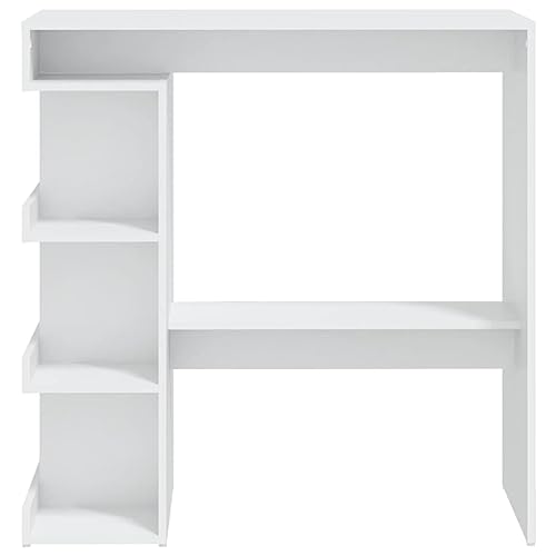 Table d'appoint durable stable blanche 100 cm avec repose-pieds et étagère