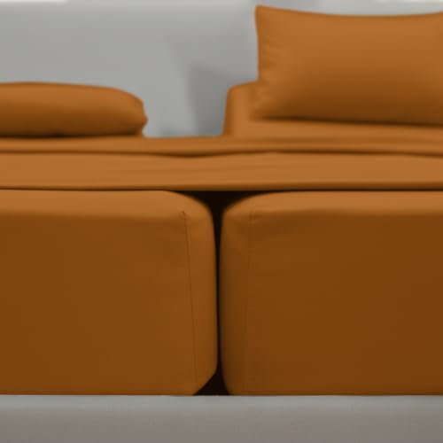 Image of Elegant Comfort Luxury 1500 Premium Hotel Quality Microfiber 5-Piece Sheet Set - Wrinkle Resistant, All Around Elastic Fitted Sheet, Deep Pocket up to 16 inch, Split King, Light Brown