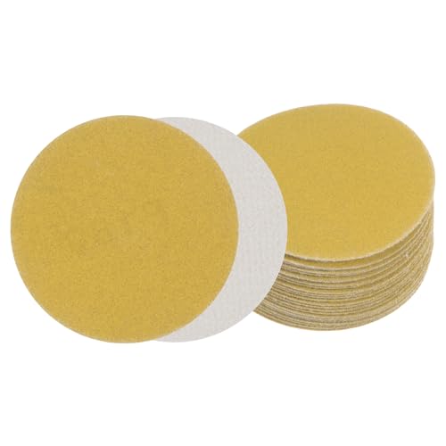 Kozelo 25pcs No Hole Sanding Discs- [ 3 Inch 180 Grit ] Round Hook and Loop Grip Sanding Pads Sheet Sandpaper for Automotive Woodworking Metal Polishing Use| Gold, Aluminum Oxide