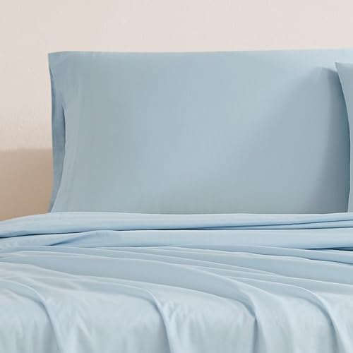 Image of Linen Closet Luxury Cotton 144 Thread Count Organic Cotton King Pillowcases, Set of 2, Light Blue