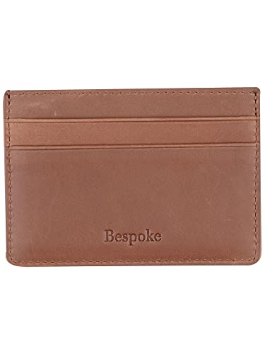 Bespoke Men's Brown Logo Leather Card Holder