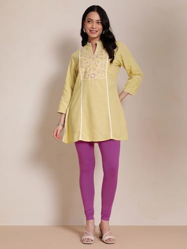 Image of TWIN BIRDS Churidar Leggings for Women | Super Stretchable Cotton Elastane | Wide Waistband | Comfortable Daily Ethnic, Casual & Kurti Wear