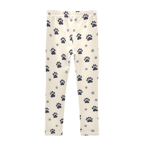 Paw Print Snowflake Pattern Girls Leggings Soft Comfortable Athletic Leggings Dancing Pants for 4-10 Years2