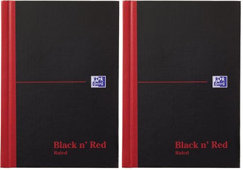 Image of Oxford Black n' Red A6 Casebound Hardback Notebook - Black (Pack of 2)