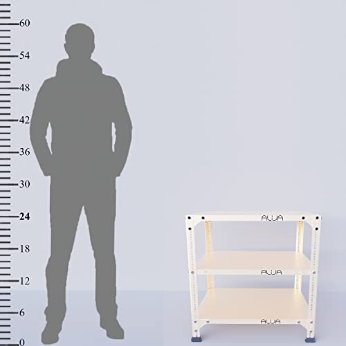 Image of ALIJA️ Slotted Angle Metal Rack (2 x 2 x 1.5 Ft. / 24 x 23 x 18 Inch) with 3 Shelves (Ivory, 22 Gauge Shelves, 16 Gauge Angle)