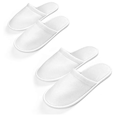 AQUEENLY Spa Slippers, 24 Pairs Velvet Closed Toe Disposable Slippers Fit Size for Men and Women for Hotel Home Guest Used, White Non-Slip Slippers Cover