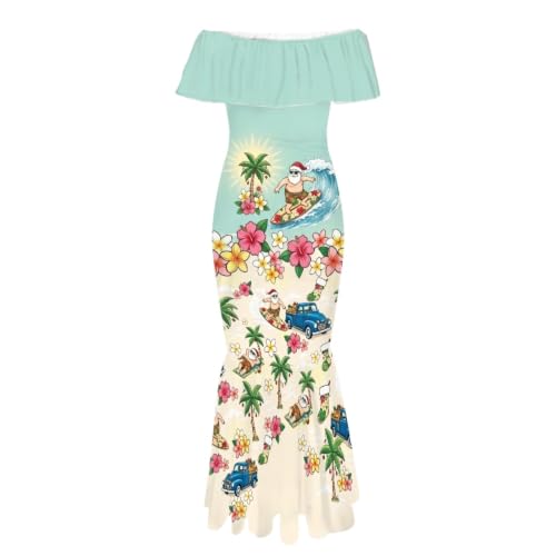 Image of Polynesian Dresses for Women Off Shoulder Maxi Dress Puletasi Samoan Dresses S-7XL