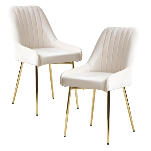 Fiximaster Lot de 2 chaises de Salle à Manger, rembourrées, en Velours, avec Dossier, Pieds dorés, ergonomiques, pour Salle à Manger, Salon et Chambre à...