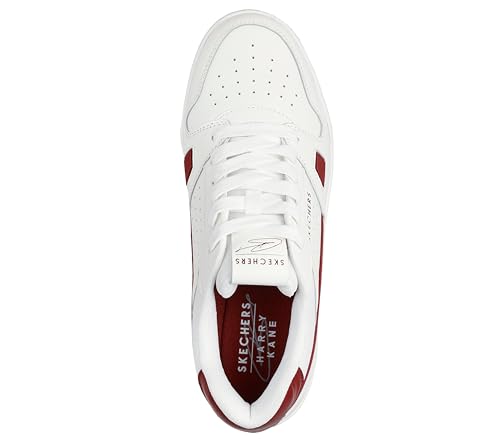 Skechers Herren Koopa Harry Kane Court Sneaker, Weißes Leder, Wildleder, Netzstoff, Burgunderrot, 41 EU – Ansicht 4