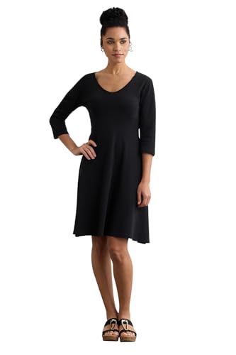 Image of Fair Indigo Women's 100% Organic Pima Cotton Half Sleeve V-Neck Dress