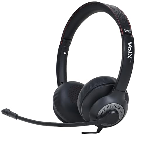 Image of Voix 940 Pro USB Wired On Ear Headphones with Mic, Noise Cancellation Headset Wired Headphones with Mic for Call Center, Office,Gaming PC & Online Classes (Black)