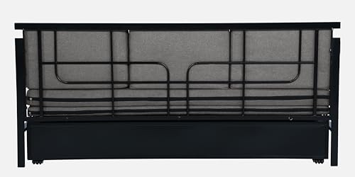 Image of 3 Seater Metal Sofa Cum Bed with Hydraulic Storage | Sofa Set for, Living Room, Guest Room, Bedroom| King Size Convertible Sofa Bed Comfortable Seating |King Size (Grey & Black)