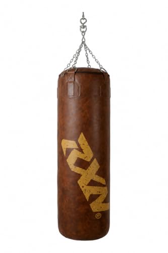 Image of RXN Powerstrike Boxing Punching Bag (Brown, 180 CM) | Synthetic Leather | Pre-Filled | Heavy-Duty Build | 4-Way Chain Included | Boxing, MMA & Kickboxing Training