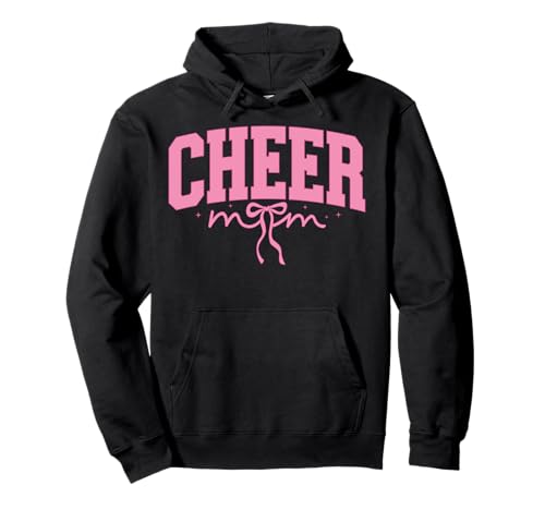 Mothers Day Cheer Mom Biggest Fan Cheerleader Coquette Bow Pullover Hoodie