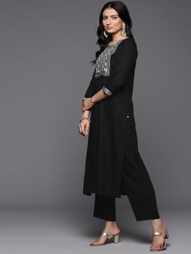 Image of Varanga Women Straight fit Rust kurta with a tonal bottom, designed for comfortable casual and semi formal wear.
