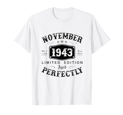 Vintage Regalo 81 Años Cumpleaños Hombre Noviembre 1943 Camiseta