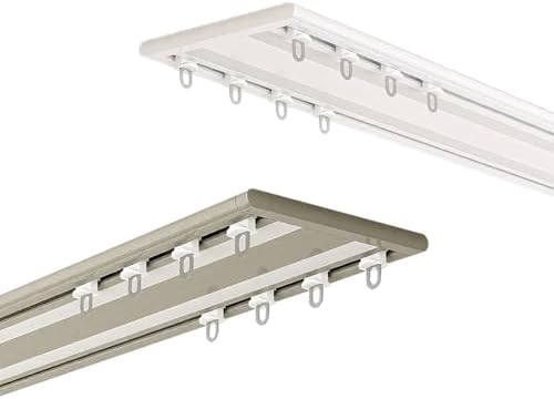 Heavy Duty Silent Curtain Track Set - 3.8M/12.5FT Aluminum Ceiling Mount Rail for Living Room, Bedroom, Room Divider - Durable White Double Curtain Rod System