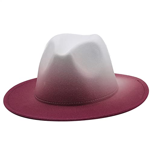 Fedora Hats For Women Retro Gradient Colorful Unisex Men Vintage Spring Warm Wool Felt Wide Brim Cap Panama Jazz Hat #TOP3